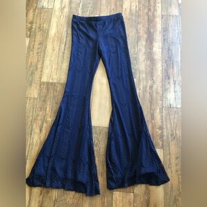 Saints & Hearts Pants Womens Medium Blue Flare Bellbottom Stretch Boho Festival